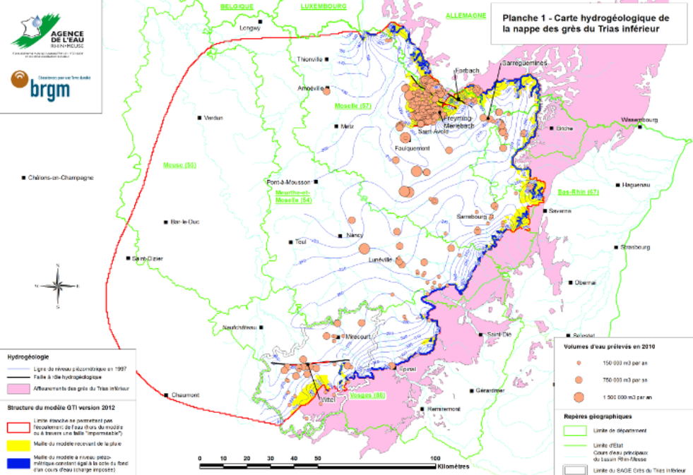Carte hydrogéologique de la nappe des grès du Trias inférieur et du modèle régional version 2012