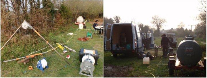 Instrumentation et équipement lors d’un essai de Push-Pull sur le site de Ploemeur (56) - Boisson, 2011