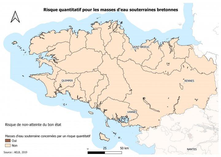 Risque quantitatif pour les masses d’eau souterraines bretonnes