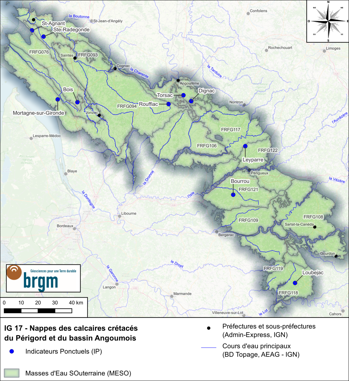 Carte de l'IG 17 et des IP associés