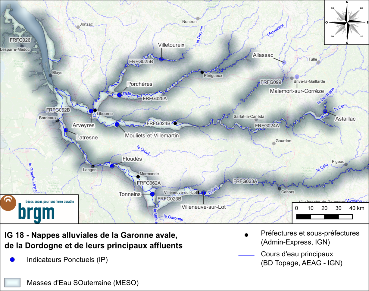 Carte de l'IG 18 et des IP associés