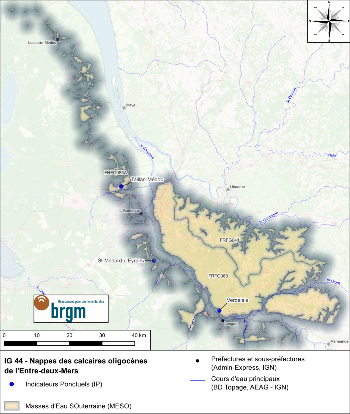 Carte de l'IG 44 et des IP associés