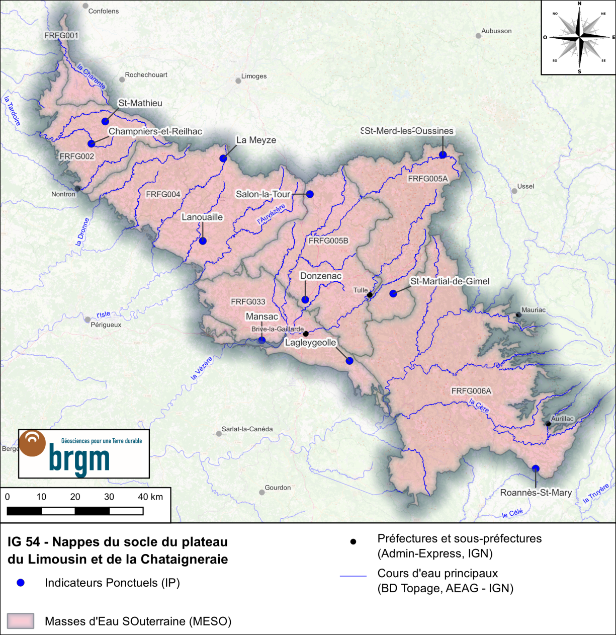 Carte de l'IG 54 et des IP associés