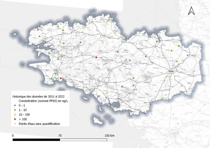 Bretagne - Surveillance&nbsp;DCE&nbsp;des eaux souterraines (somme&nbsp;PFAS)