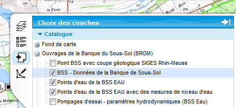 Choix des couches dans le catalogue