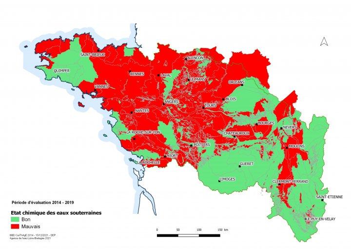 État chimique des masses d’eau souterraines du bassin Loire-Bretagne 2014-2019