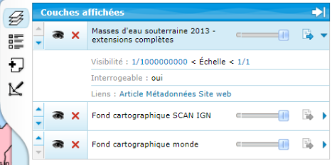 Métadonnées dans couches affichées