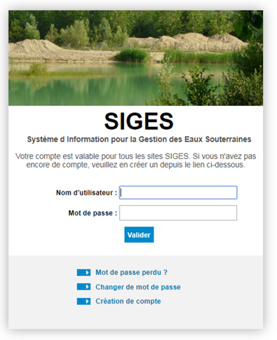 Page d'authentificationSIGES page d'authentification