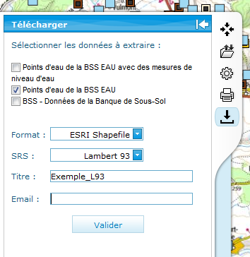 Sélectionner les données à extraire dans l’onglet « Télécharger »