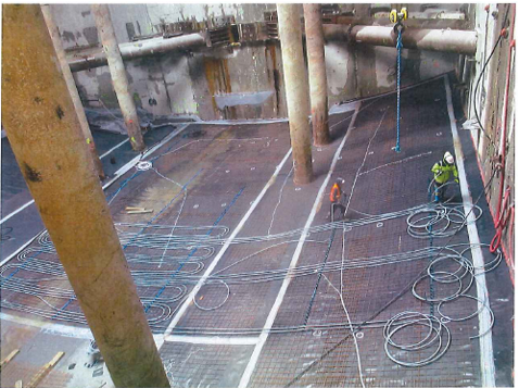Pose d’échangeurs géothermiques dans le métro de Rennes, dans le radier de la station Saint Germain 