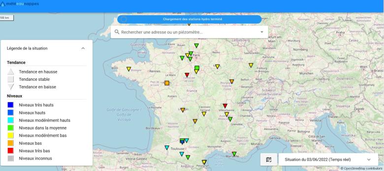 Carte MétéEAU Nappes au 03/06/2022