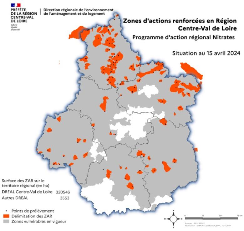 Zones vulnérables nitrates CVL
