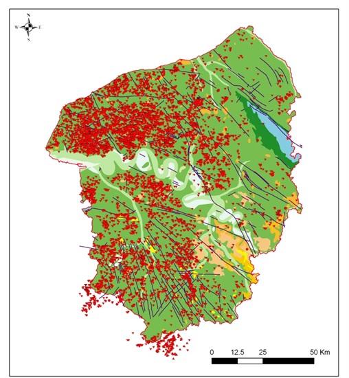 Carte de répartition des bétoires en Haute Normandie - Etat de la bancarisation au 02 Aout 2012 (©BRGM)