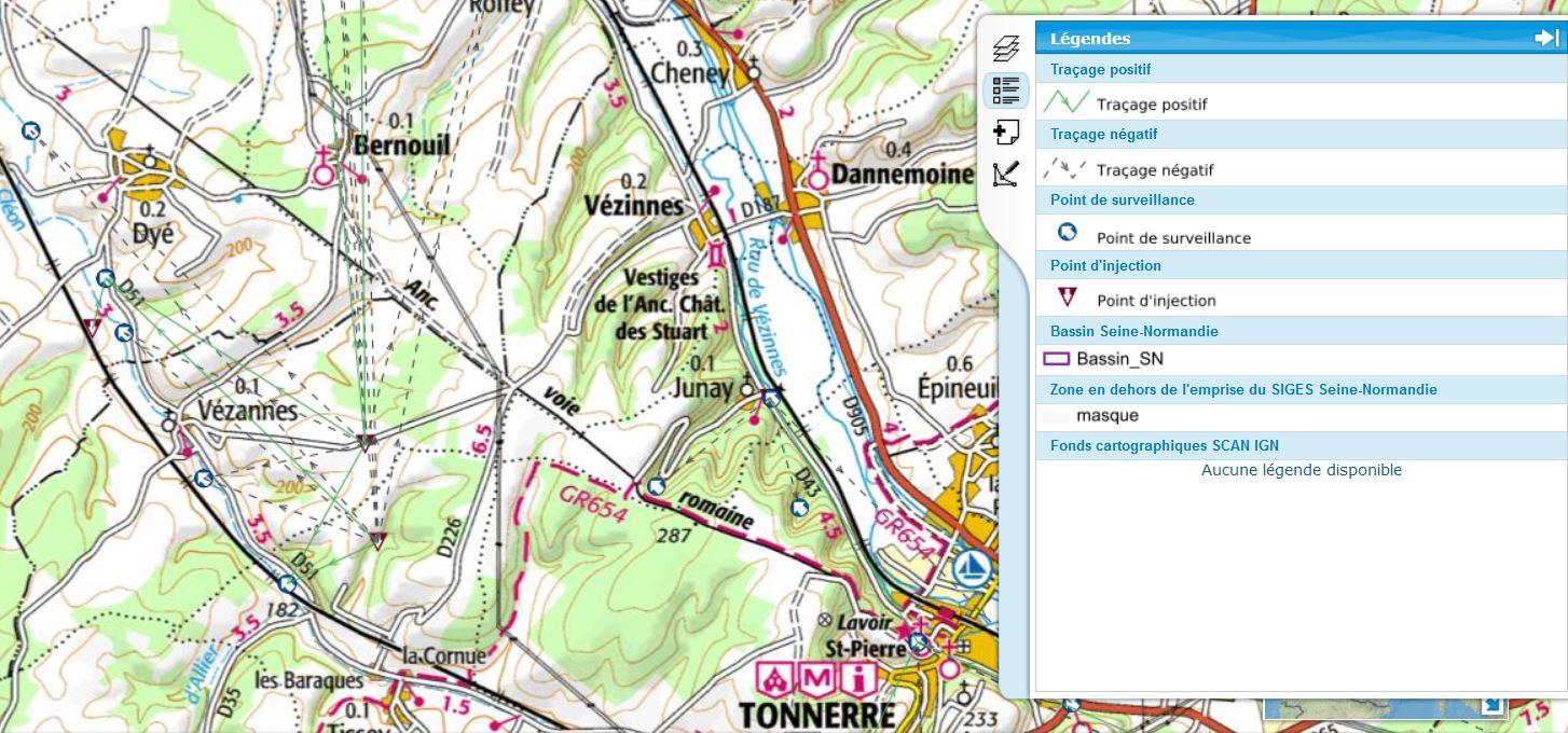 Extrait cartographique du SIGES - BD traçage