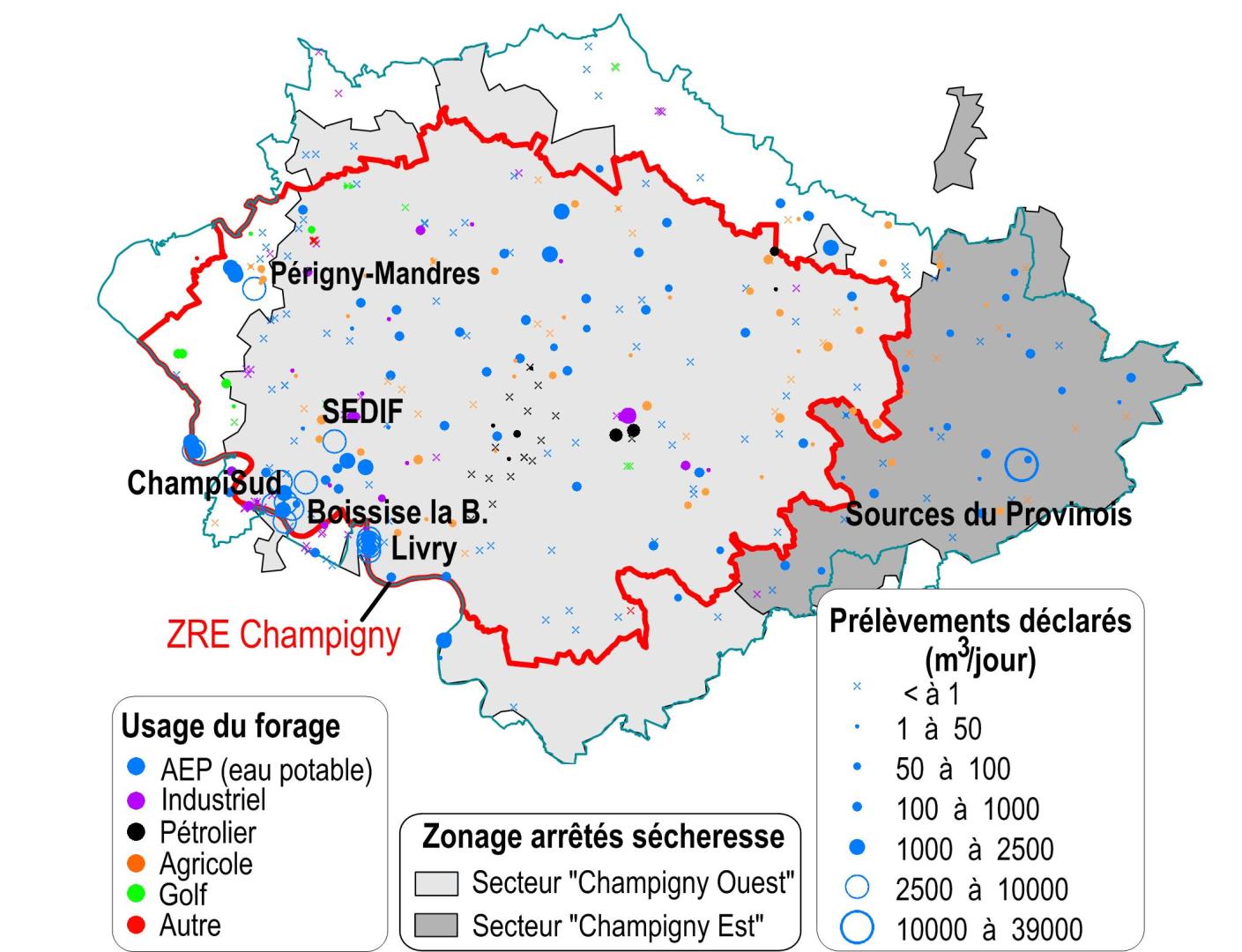 Prélèvements 2012 dans la nappe des calcaires de Champigny sur le territoire d’AQUI’ Brie (Tableau de bord n° 13, AQUI’ Brie, juin 2014)