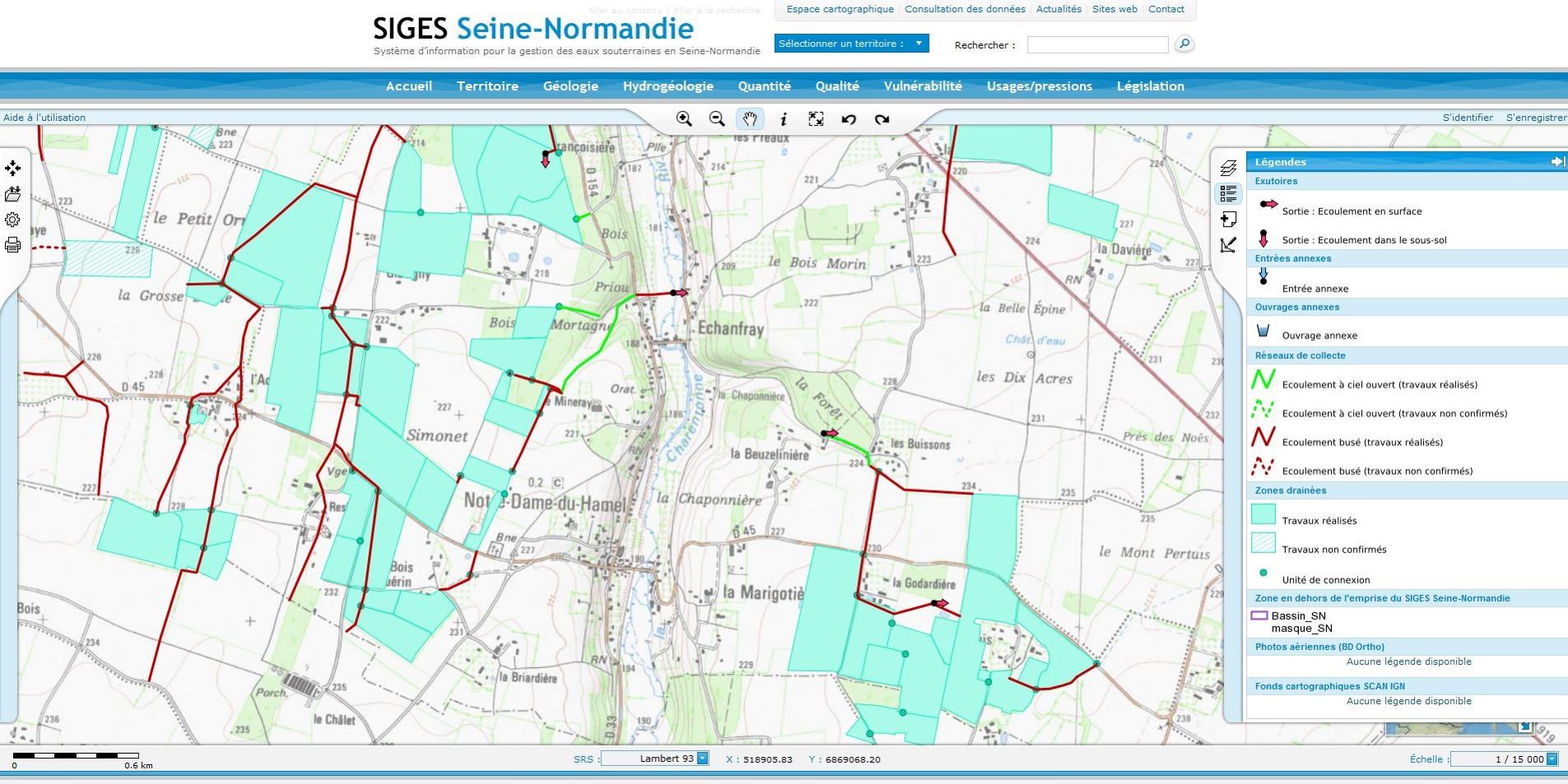 Visualisation de la base de données dans l’espace cartographique