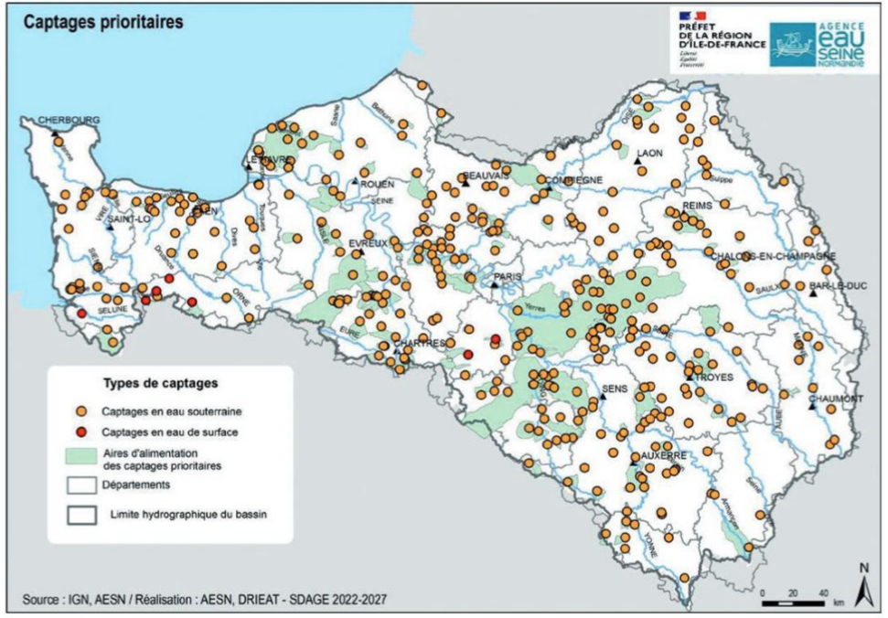 Captages prioritaires (eaux souterraines et de surface) pour la mise en place de programme d’action - SDAGE 2022-2027 (AESN)