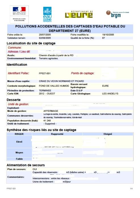 Première page d’une fiche POLLAC