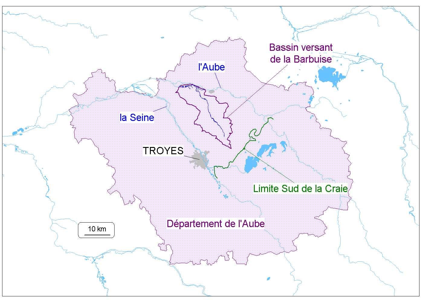 Localisation du bassin versant de la Barbuise dans le département de l’Aube (BRGM)
