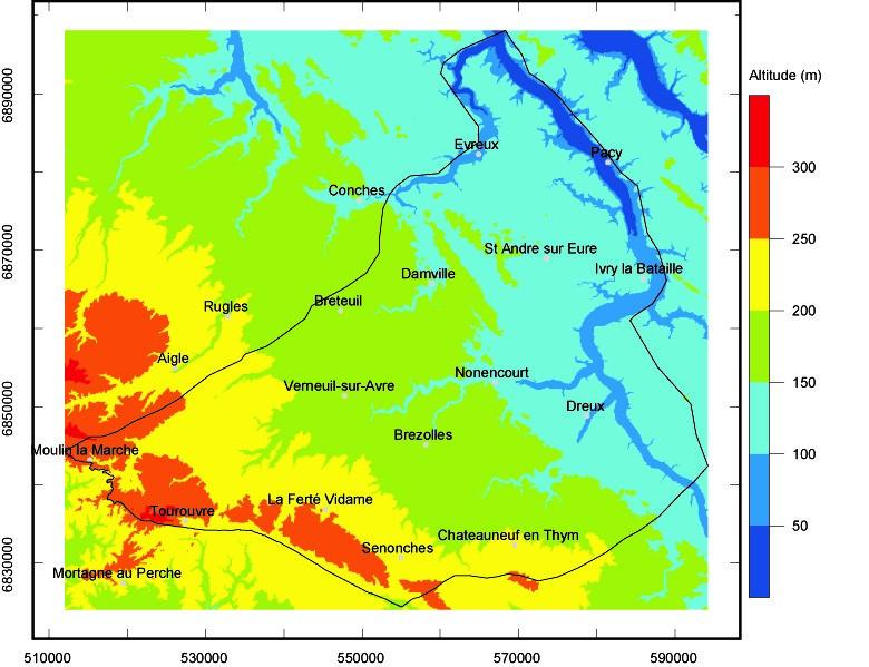 Plan de situation - MNT interpolé à la maille 100m (par moyenne mobile) depuis le MNT 25m (IGN) © BRGM