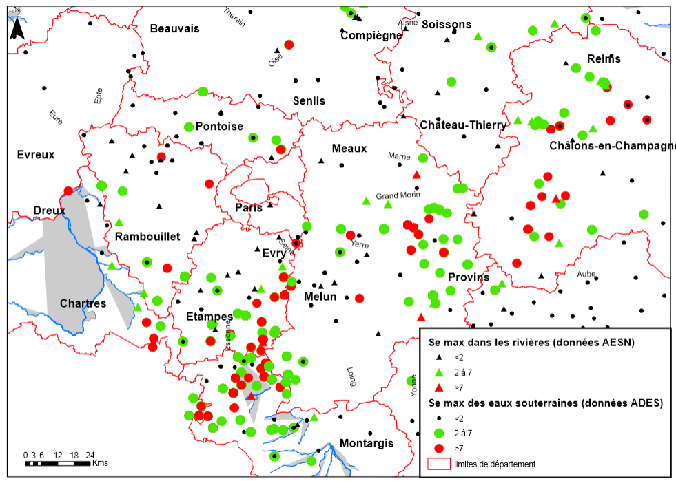 Carte de concentrations en sélénium