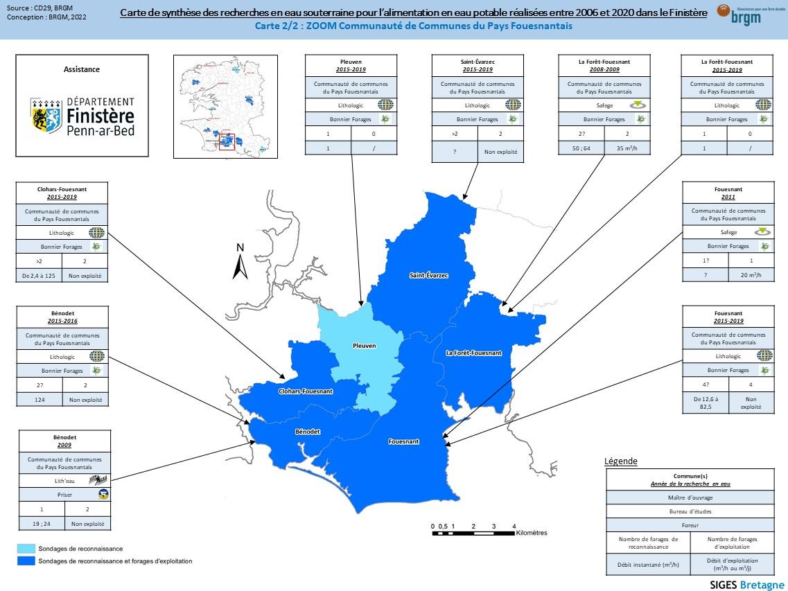 Recherches en eau souterraine eau potable - Finistère - zoom CCPF - 2006-2020