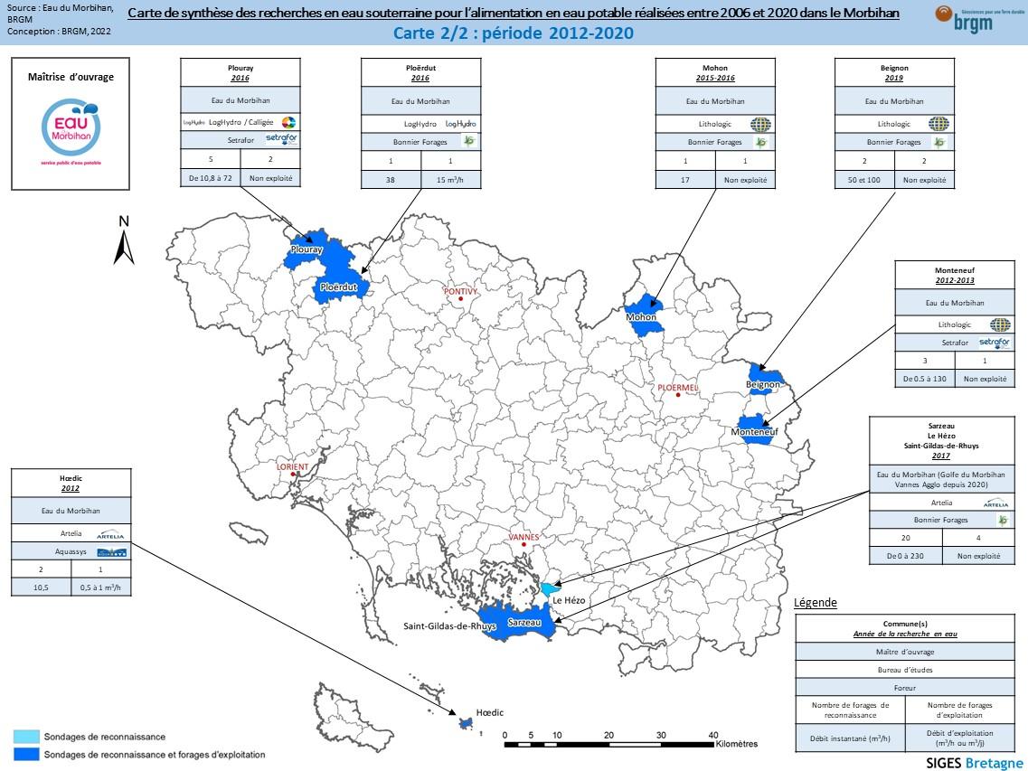 echerches en eau souterraine eau potable - Morbihan - 2012-2020