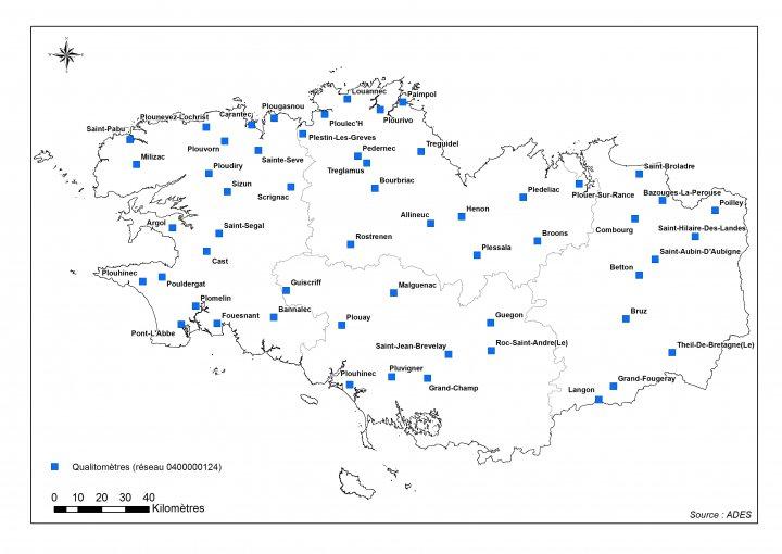 Réseau de suivi de la qualité des eaux souterraines de l’Agence de l’eau Loire-Bretagne sur la région de Bretagne