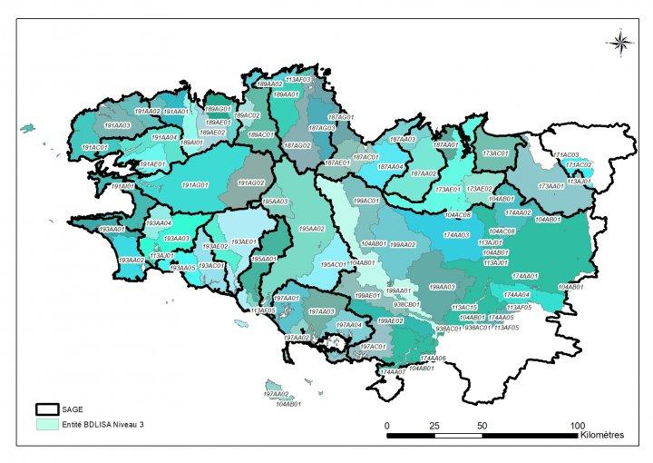Correspondance entre SAGE et entités BD LISA de niveau 3