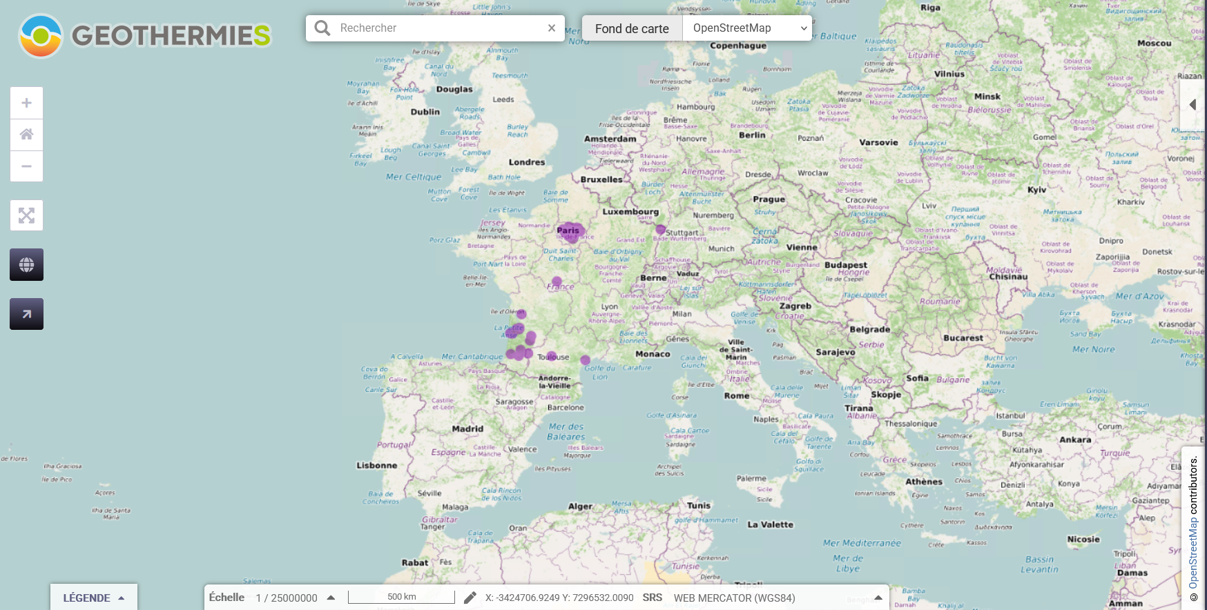 Espace cartographique sur https://www.geothermies.fr/