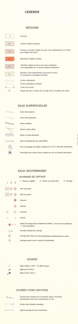 Légende de la carte hydrogéologique au 1/50 000 de Laon
