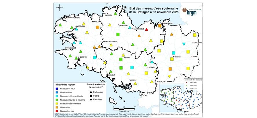 Bulletin situation nappe Bretagne à fin novembre 2025 