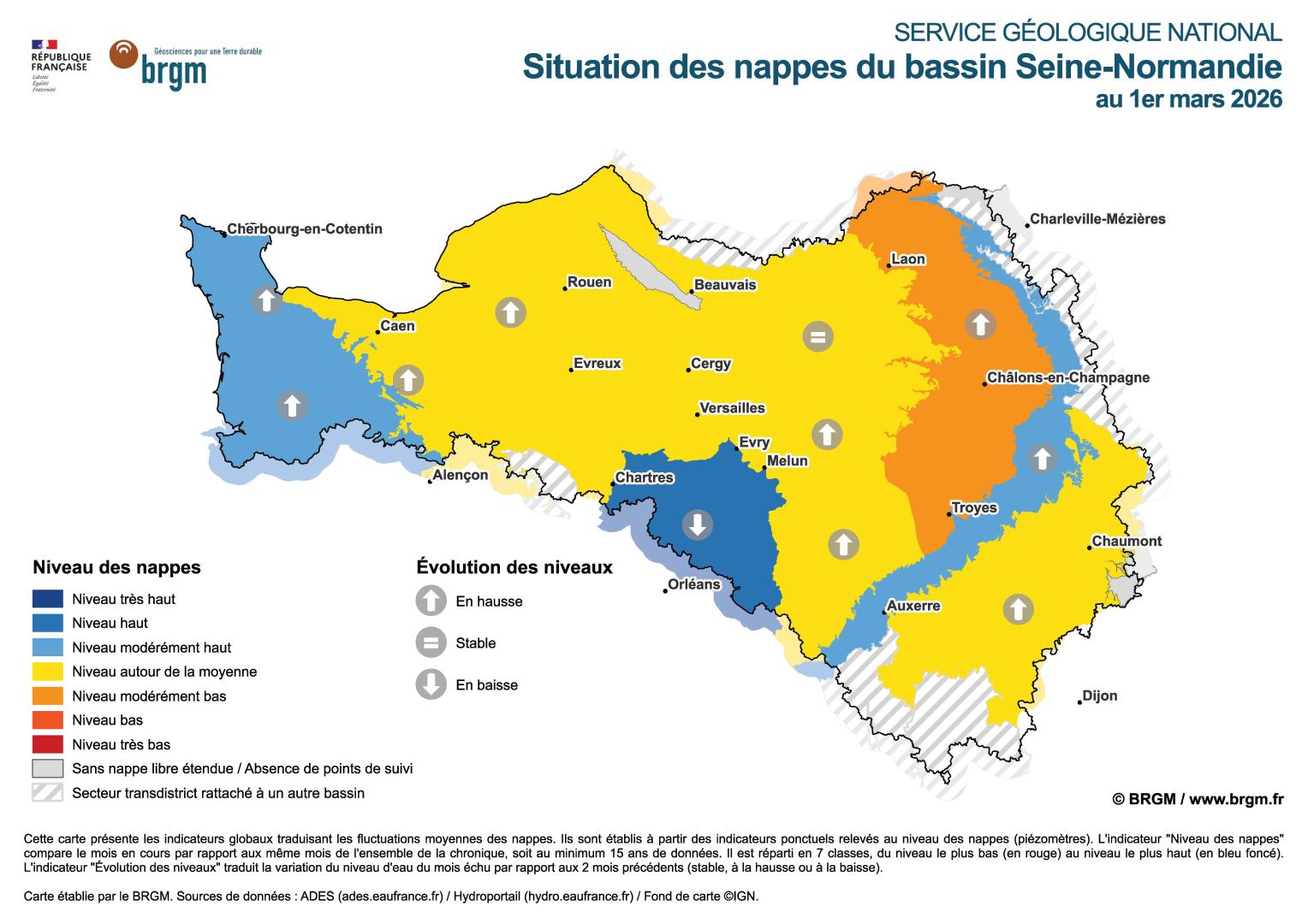 Bulletin de Situation Hydrogéologique du bassin Seine-Normandie - 1er mars 2026