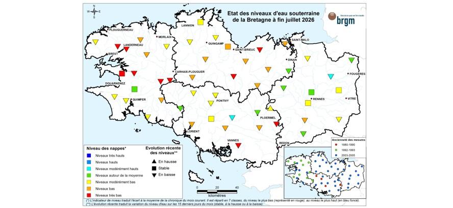 Bulletin situation nappe Bretagne à fin août 2026