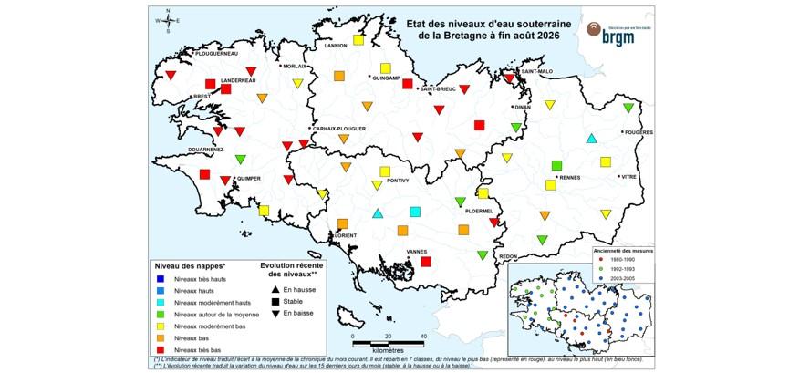 Bulletin situation nappe Bretagne à fin août 2026